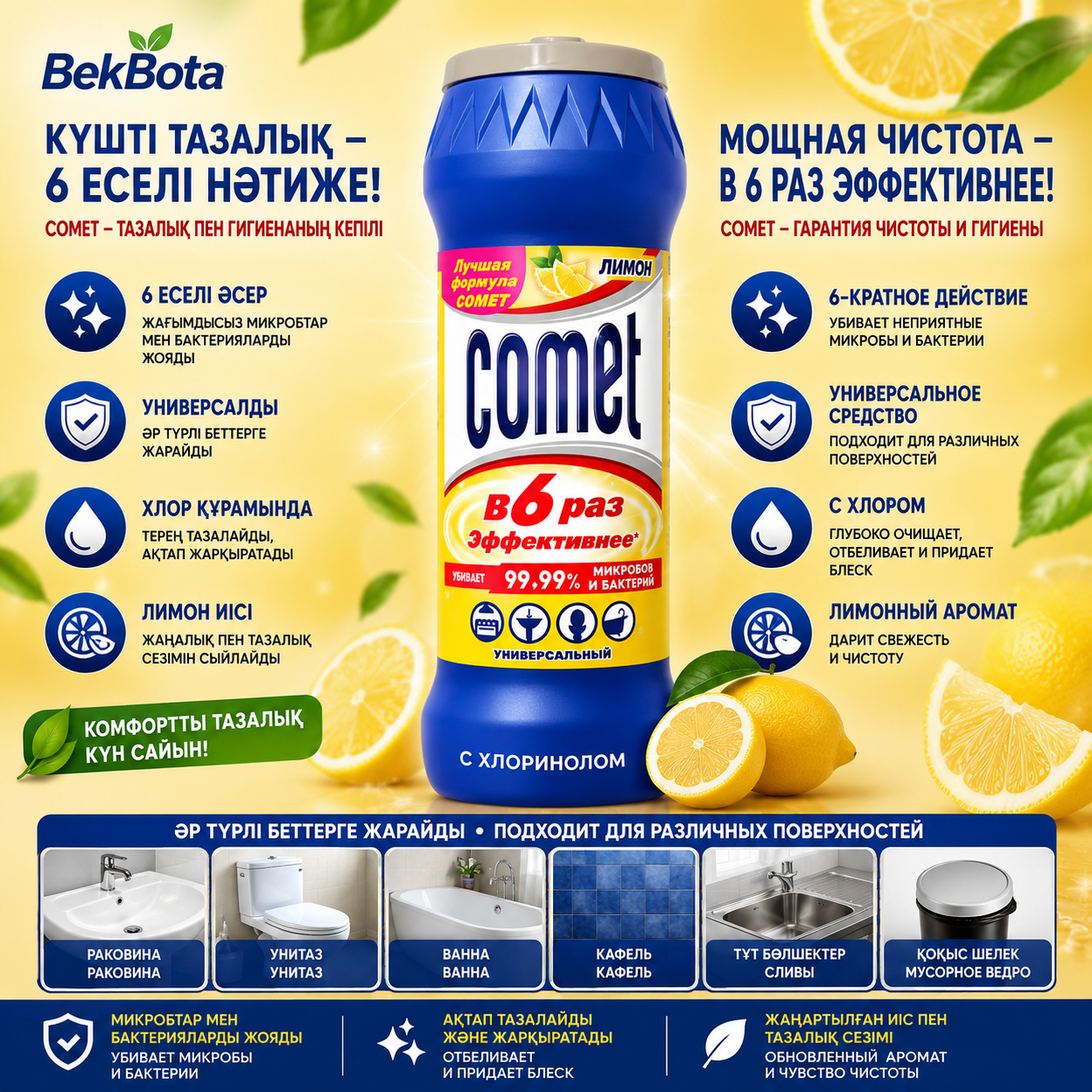 Универсальный чистящий порошок Comet (банка) 475 г