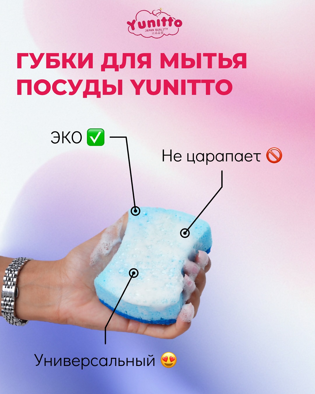 Кухонные губки YUNITTO (7+1)