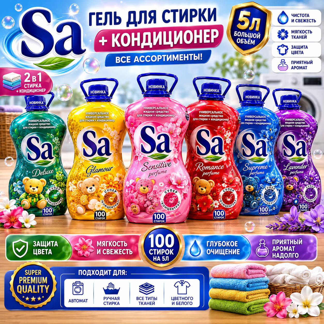 SA Гель для стирки+кондиционер 5л