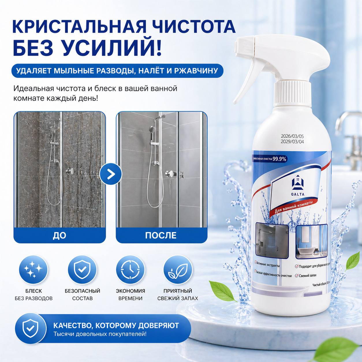 Спрей для очистки ванной комнаты