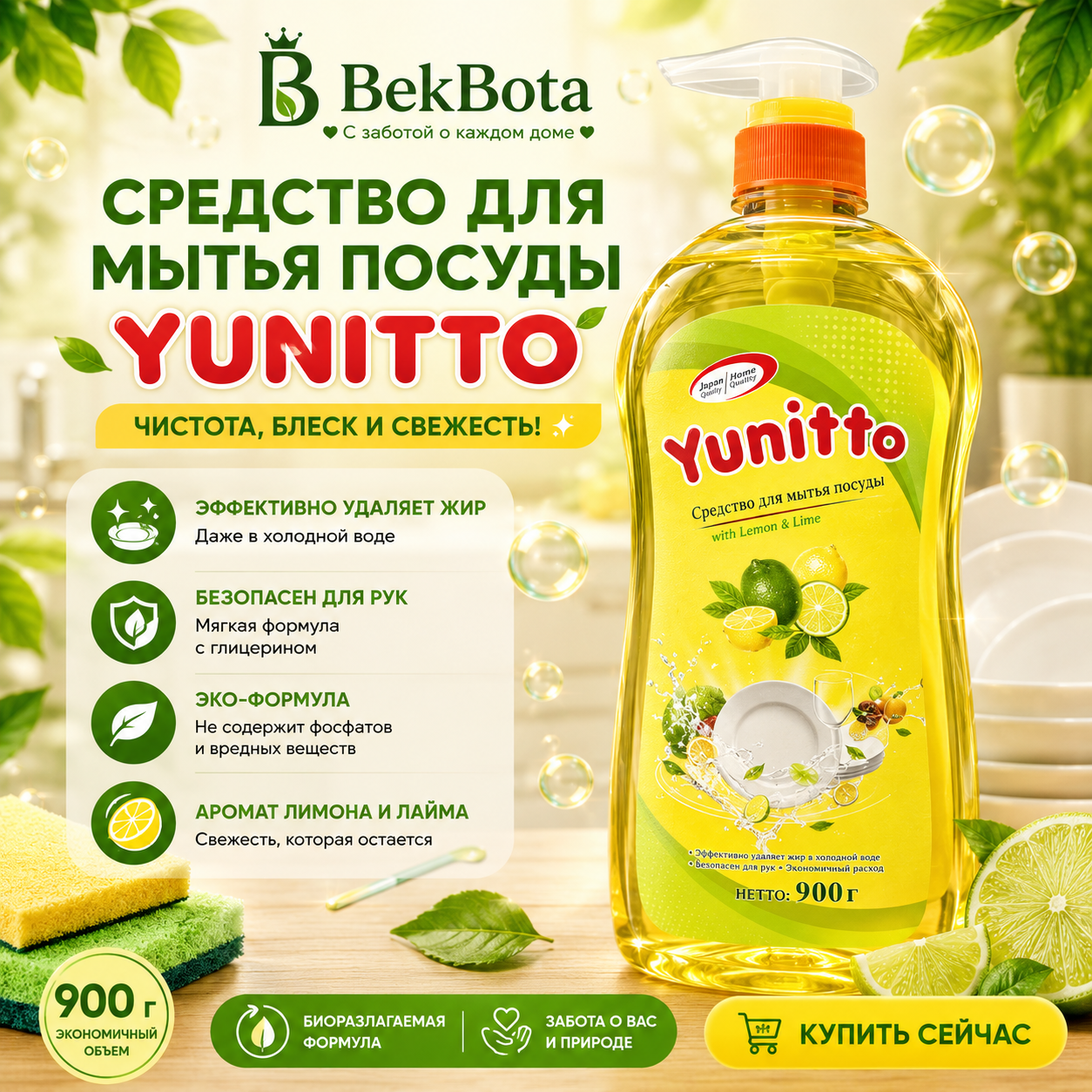 Гель для посуды 900 г Yunitto