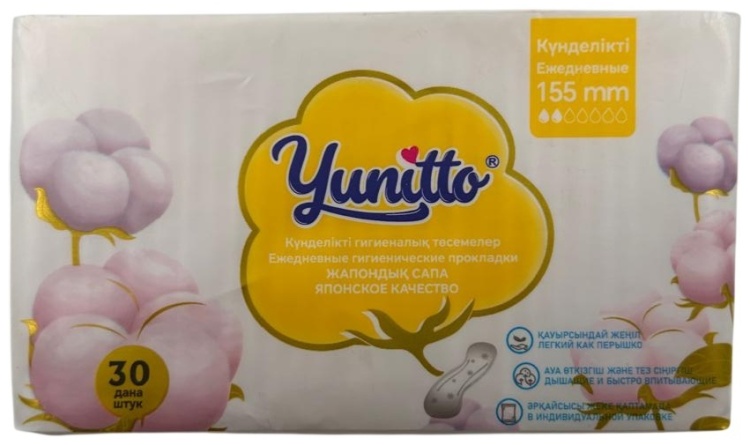 Yunitto прокладки (ежедневные)  30 шт -155 мм. Японское качество!