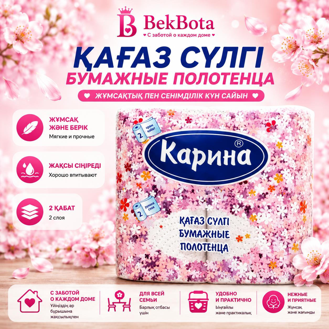 Бумажные полотенца Карина 2 шт