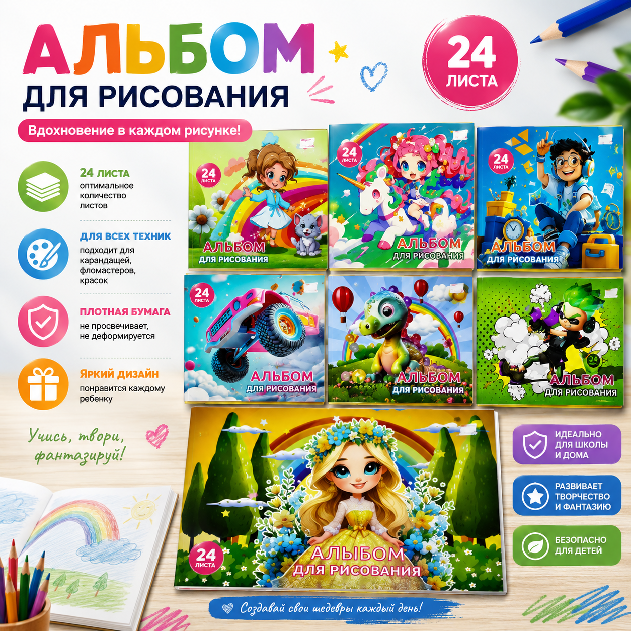 Альбом для рисования 24 листов
