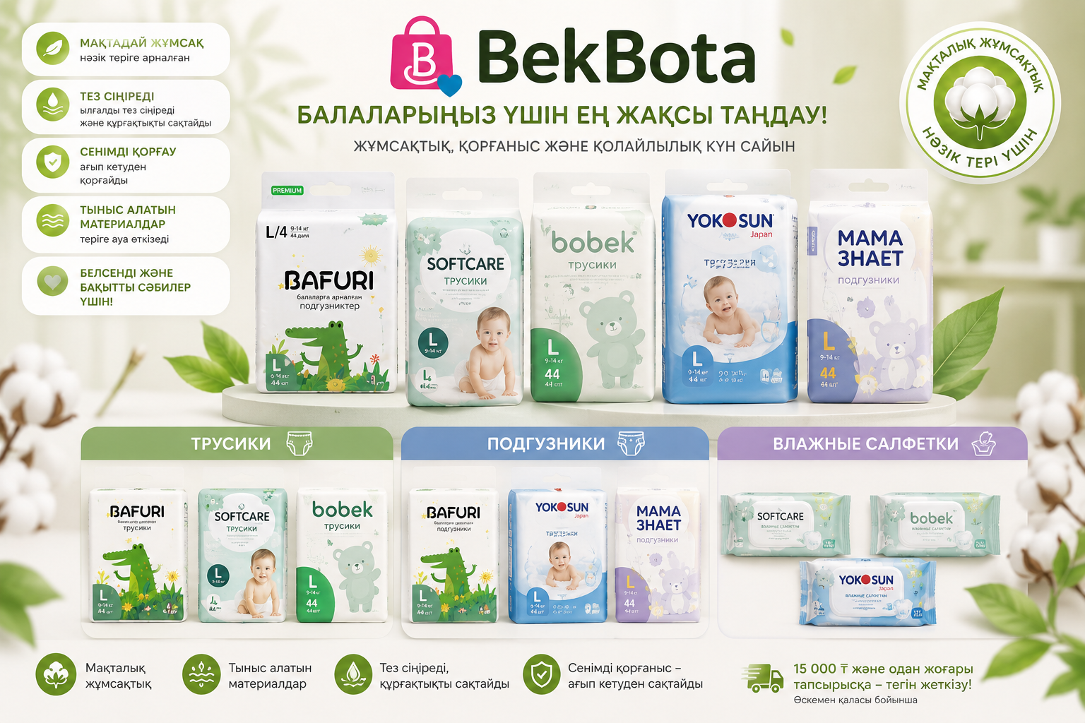 Трусики/Подгузники/Влажные салфетки